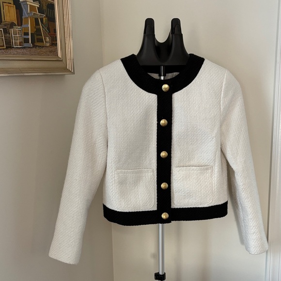 J.Crew Women’s Tweed Jacket with Gold Buttons Size 2P Chic Classic Old Money - Picture 3 of 9